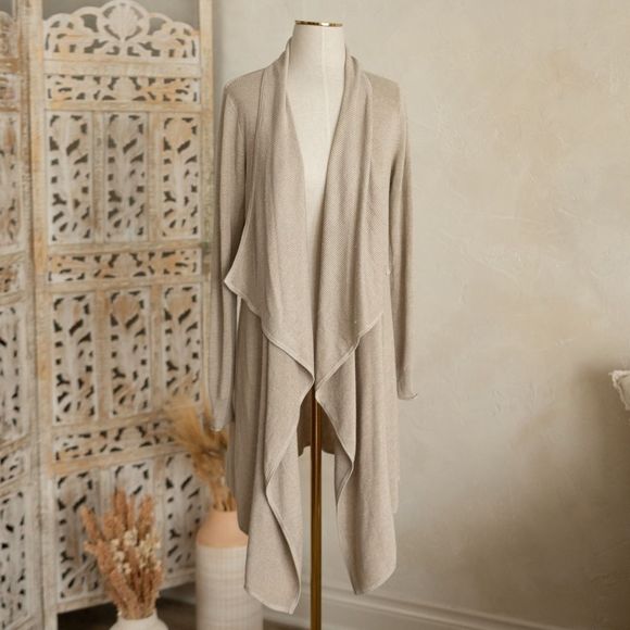 Women’s White House Black Market Tan Open‎ Front Sweater size S - Picture 3 of 13